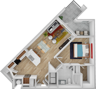 A2 - One Bedroom / One Bath 758 Sq. Ft.*